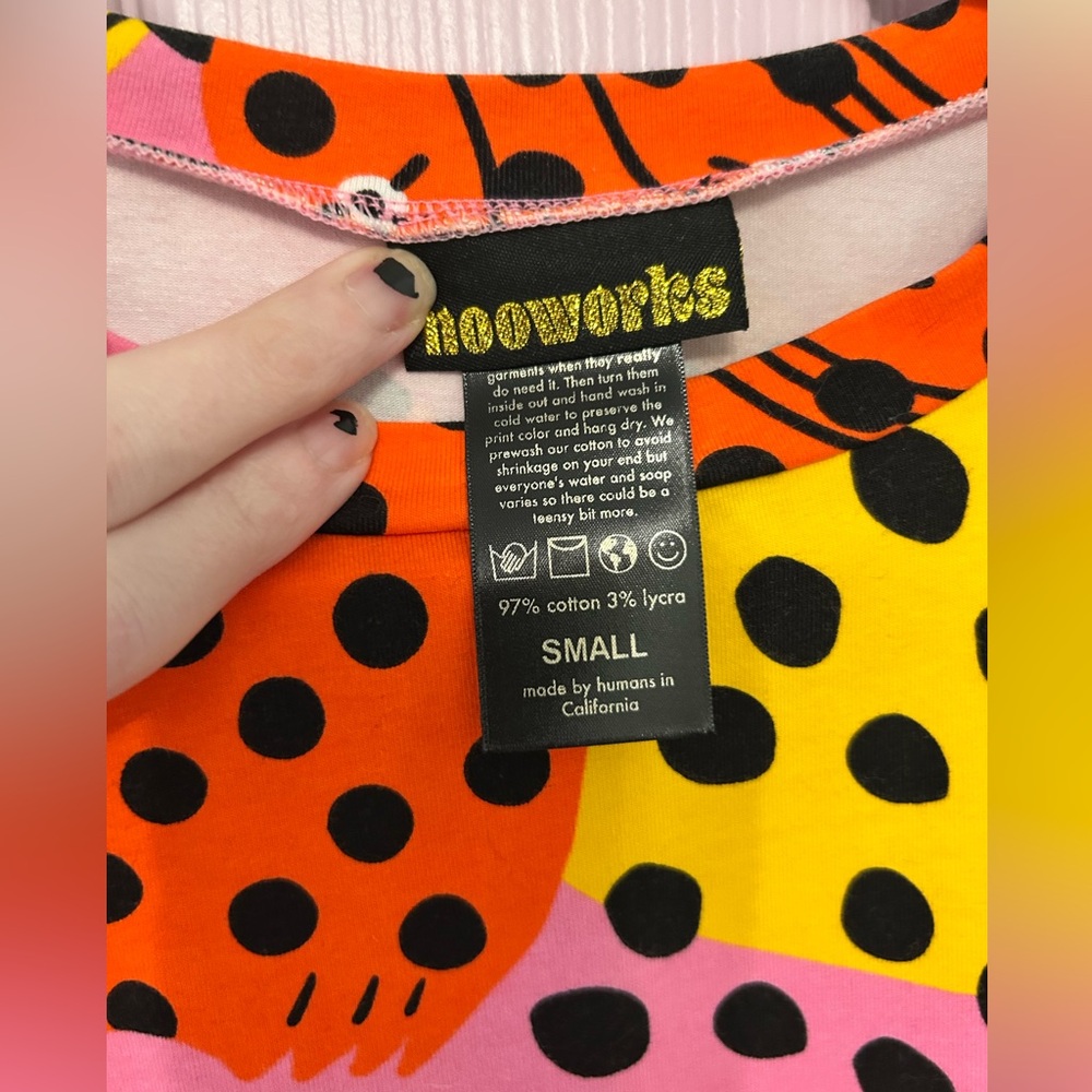 Nooworks Tee Dress in Micotti Cat Size Small - Picture 2 of 4